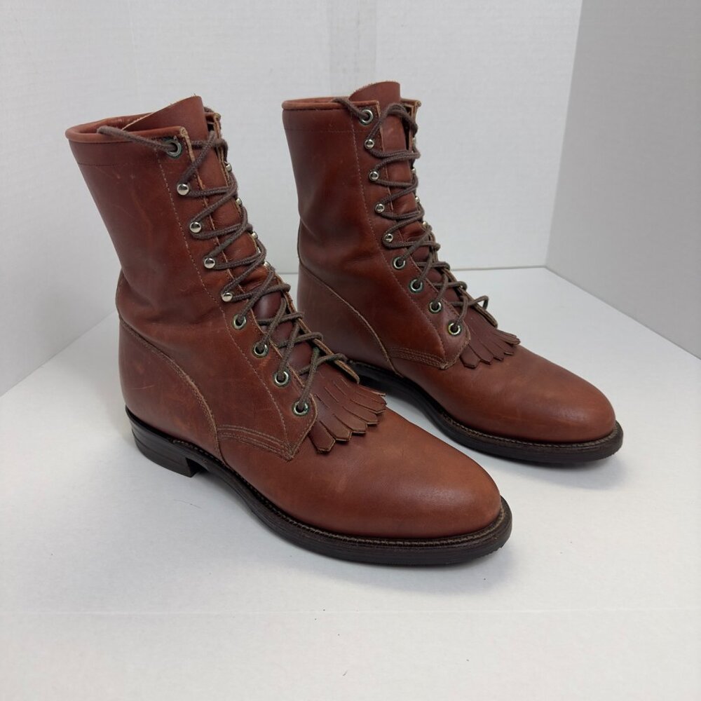 vintage justin boots size 8-1/2 d women mens 7 brown preowned see all pictures